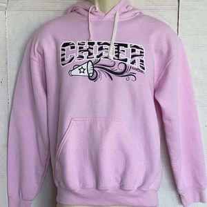 Gildan Heavy Blend Women S  Pink BlaCk Zebra “CHEER” Graphic Hoodie